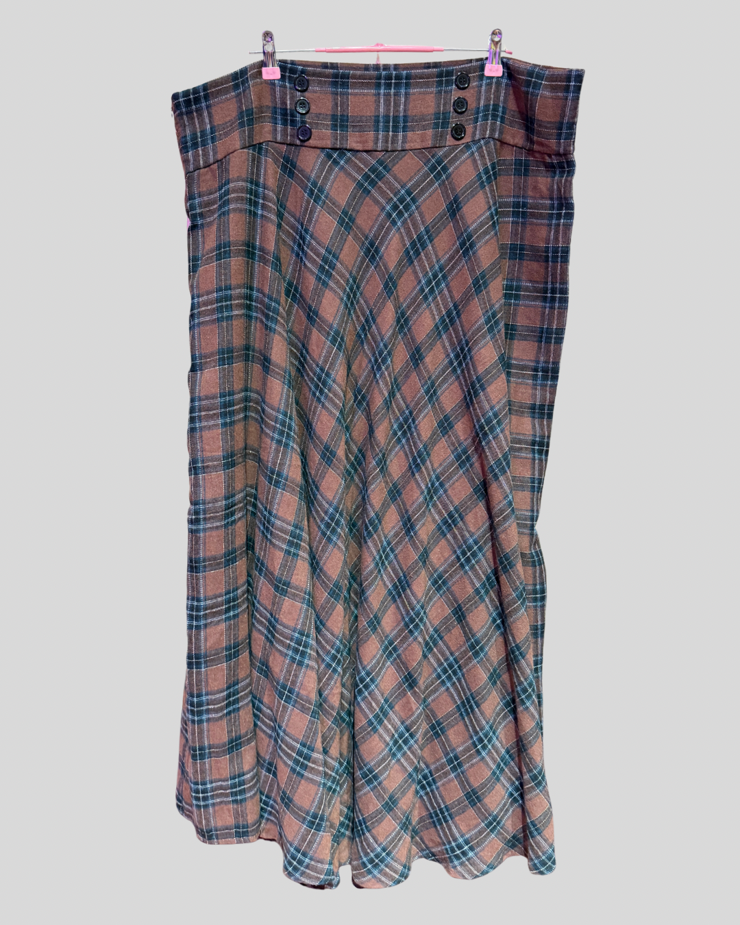 Emery Rose Brown Plaid Maxi Skirt (fits 3X)
