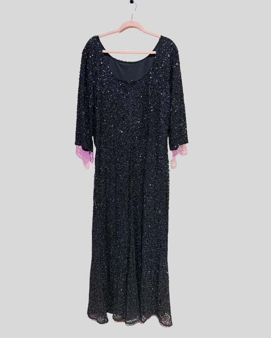 Adrianna Papell NWT Black Sequin Gown (22)