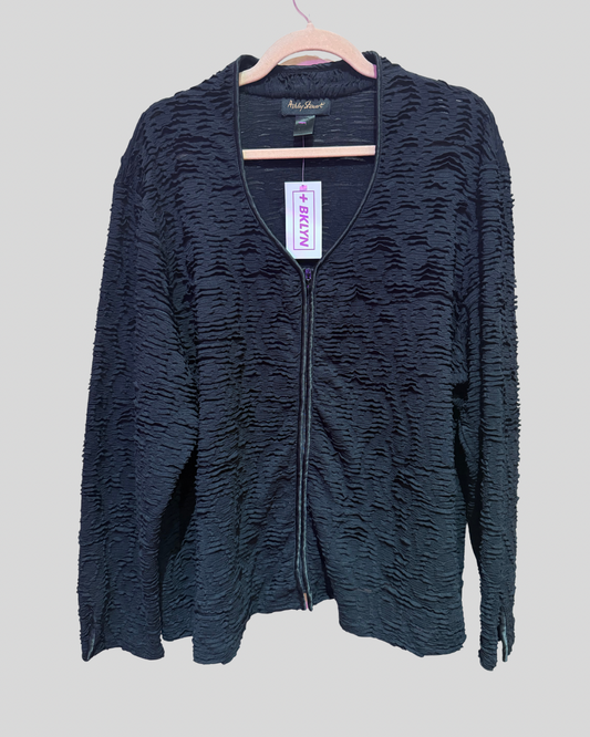 Vintage Ashley Stewart Black Textured Fabric Jacket (4X)