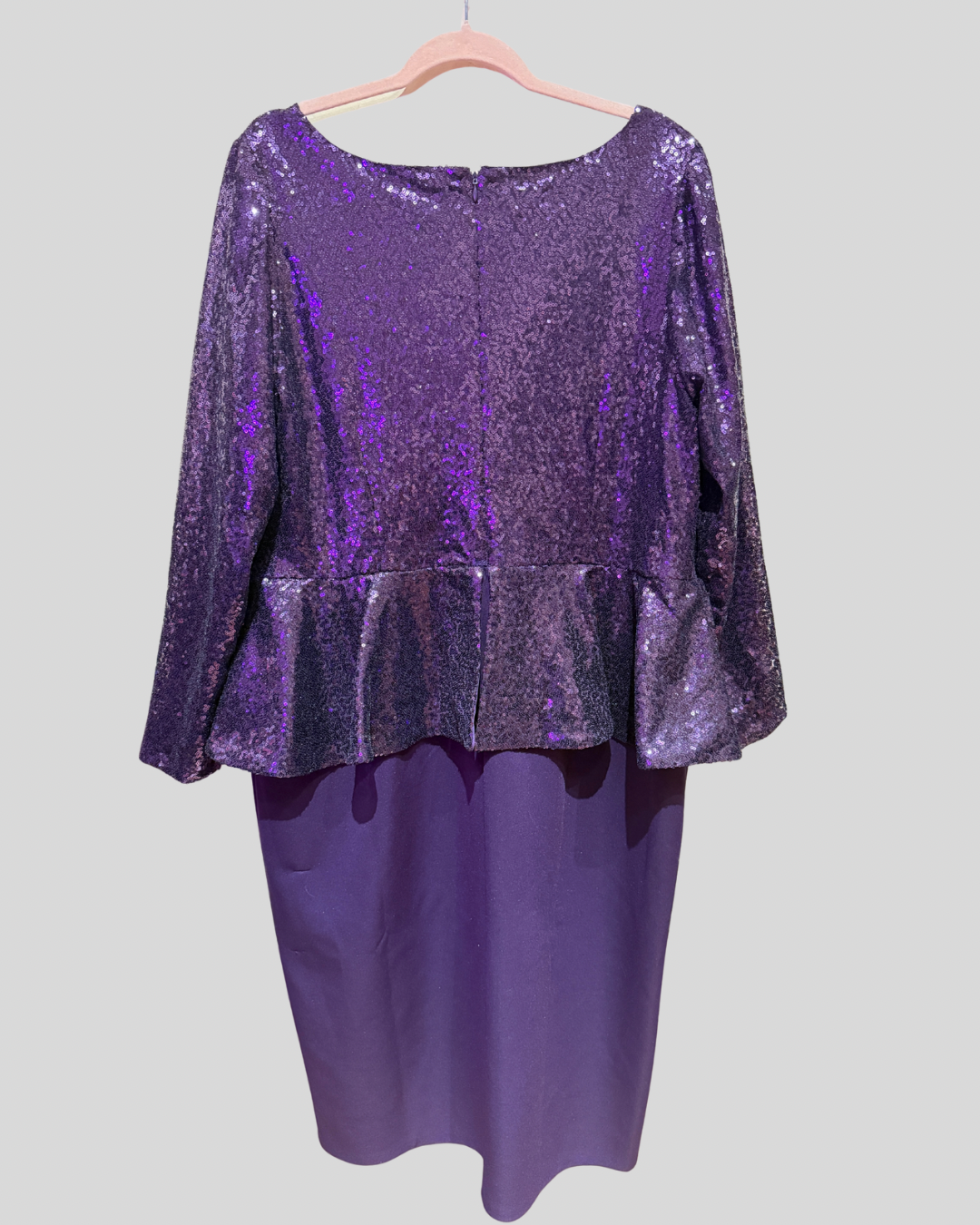 ELOQUII NWT Purple Sequin and Scuba Peplum Dress (22)