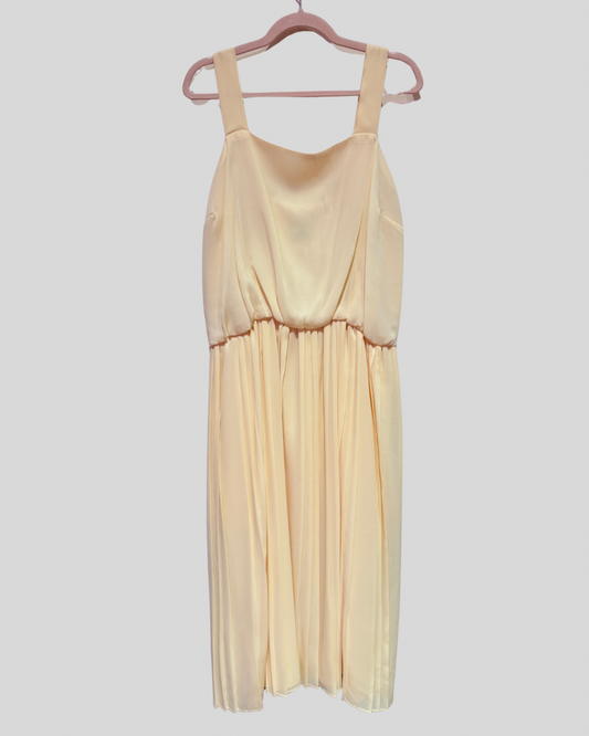 Vintage CB NWT Butter Yellow Pleated Chiffon Dress (22)