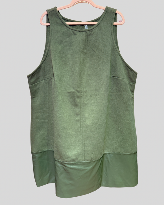 Anthropologie NWT Olive Green Fleece and Faux Leather Dress (3X)