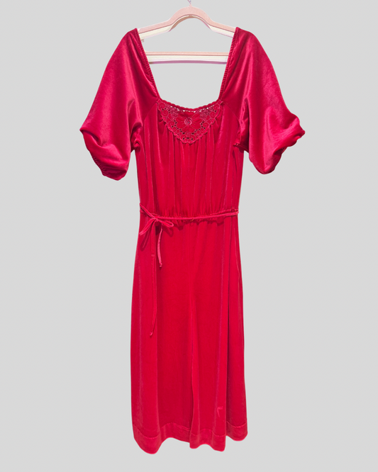 Vintage Sears At Home Wear Union Made Velvet Jumpsuit (L)