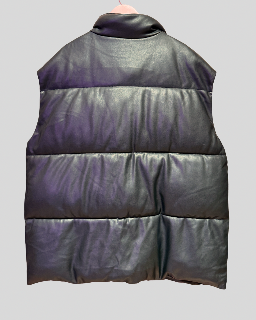 Asos Black Faux Leather Puffer Vest (12 oversized)