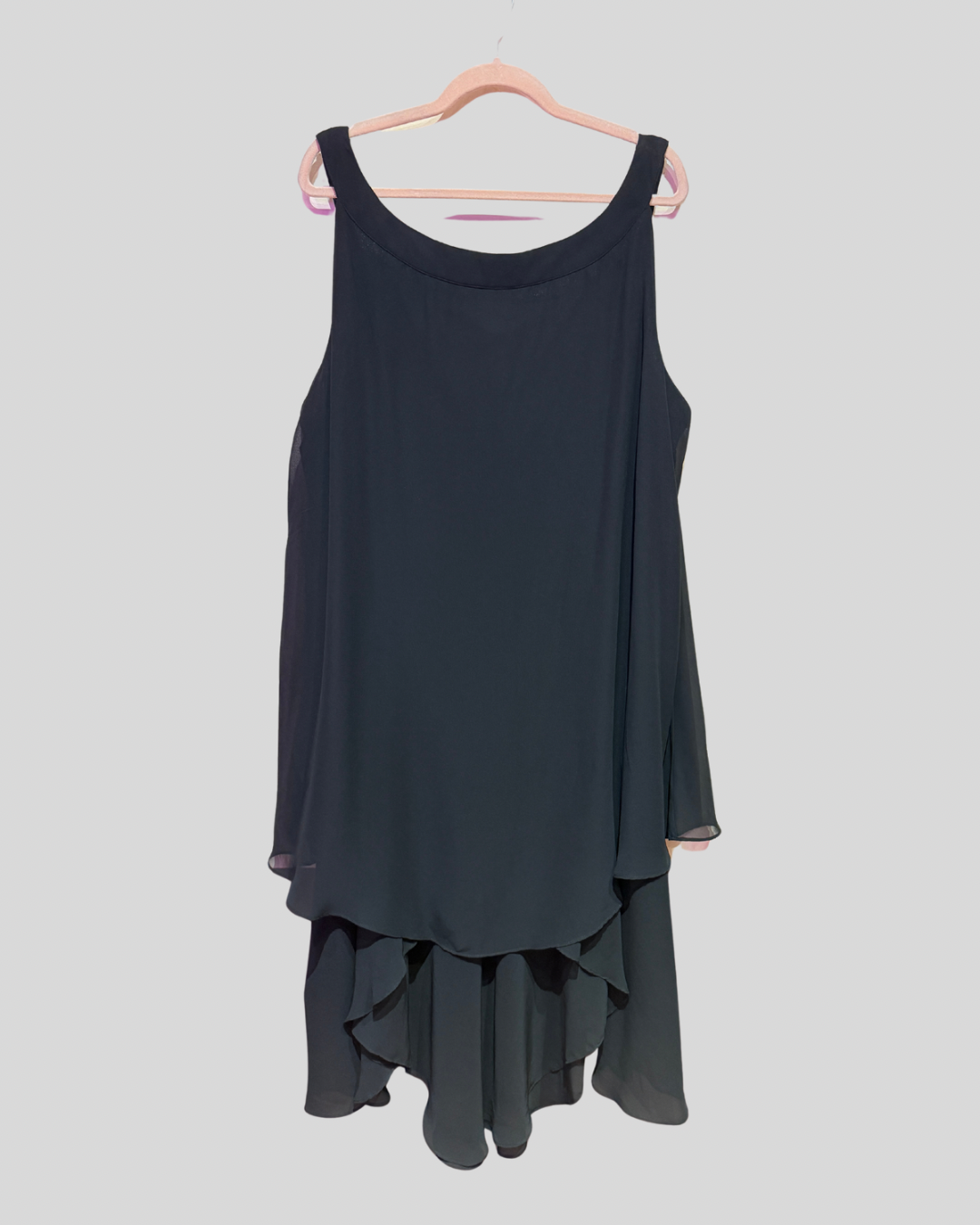 Vintage SLNY Black Layered Dress with Chain Neck Detail (24W)