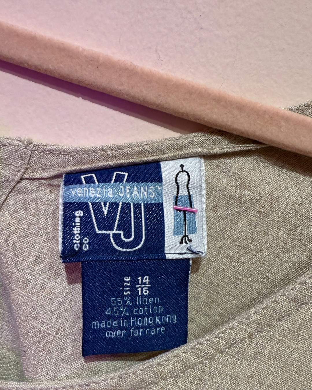 Vintage Venezia Tan Linen Blend Dress (14/16)