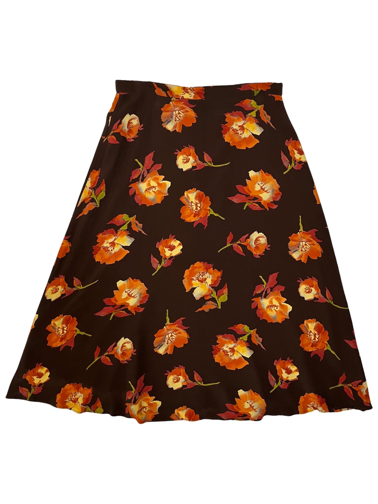 Orange Floral Maxi Skirt