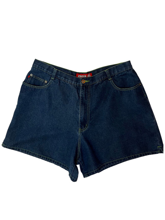 Exposed Green Stitch Denim Shorties