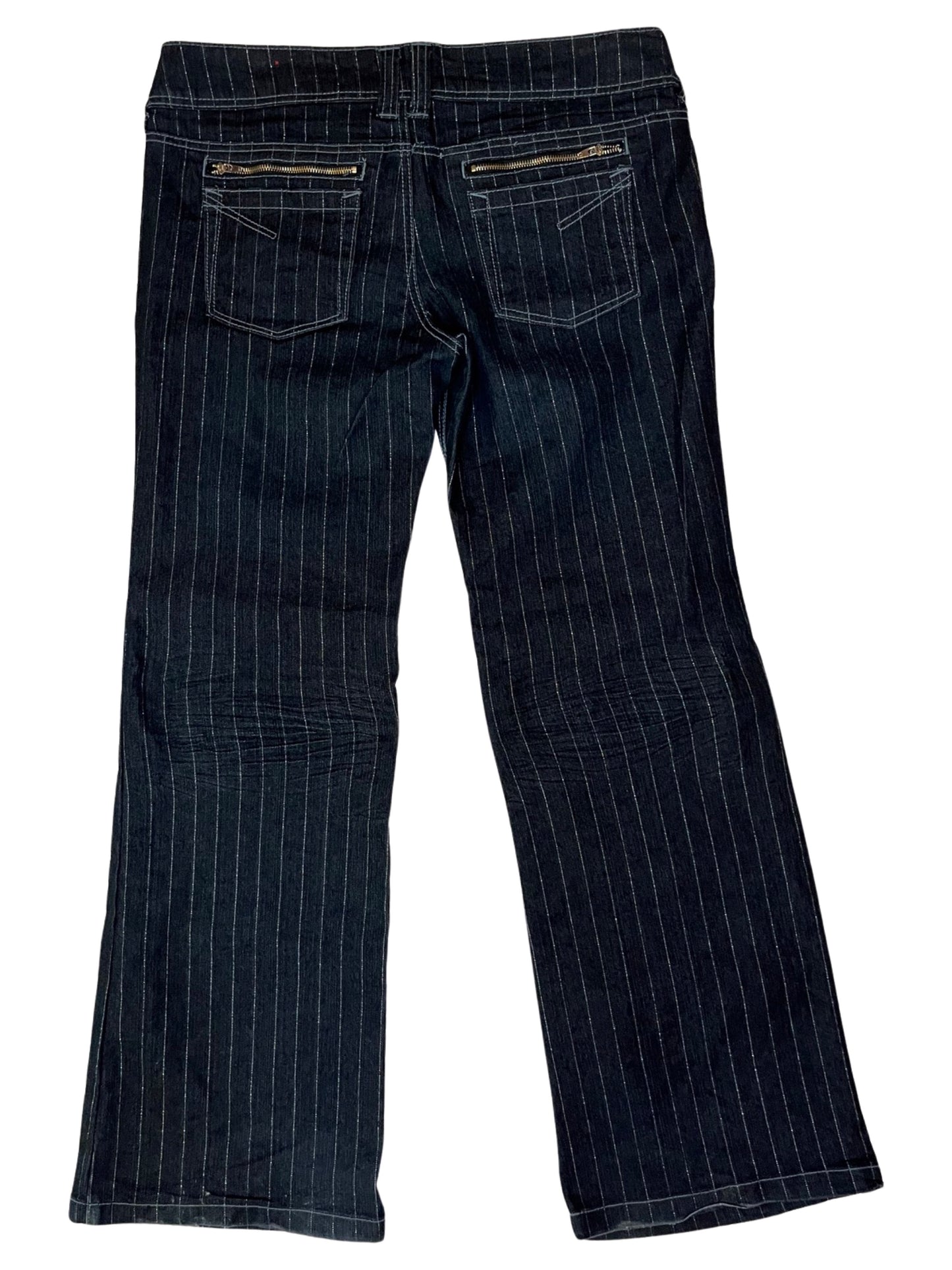 Low Rise Metallic Stripe Denim Pants