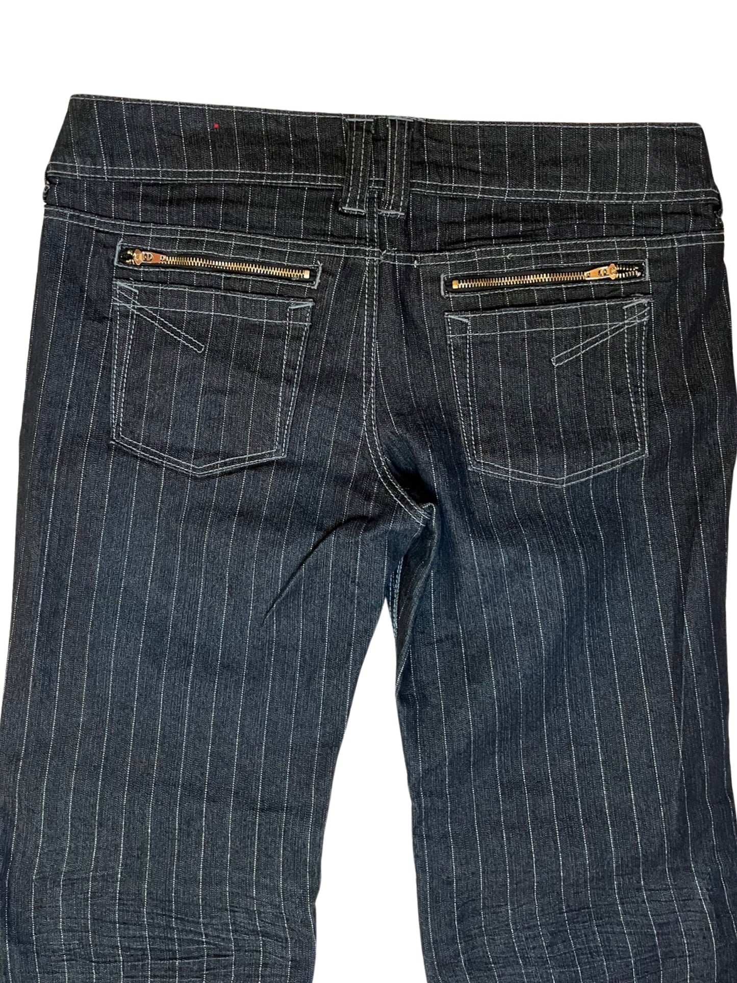 Low Rise Metallic Stripe Denim Pants