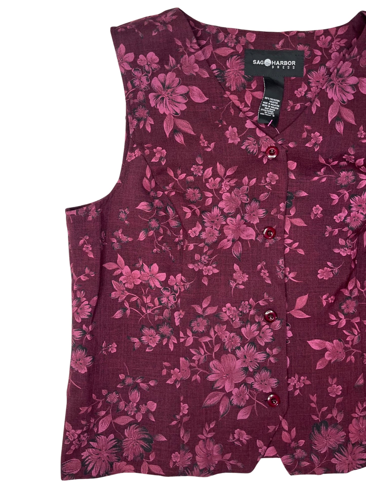 Burgundy Floral Vest