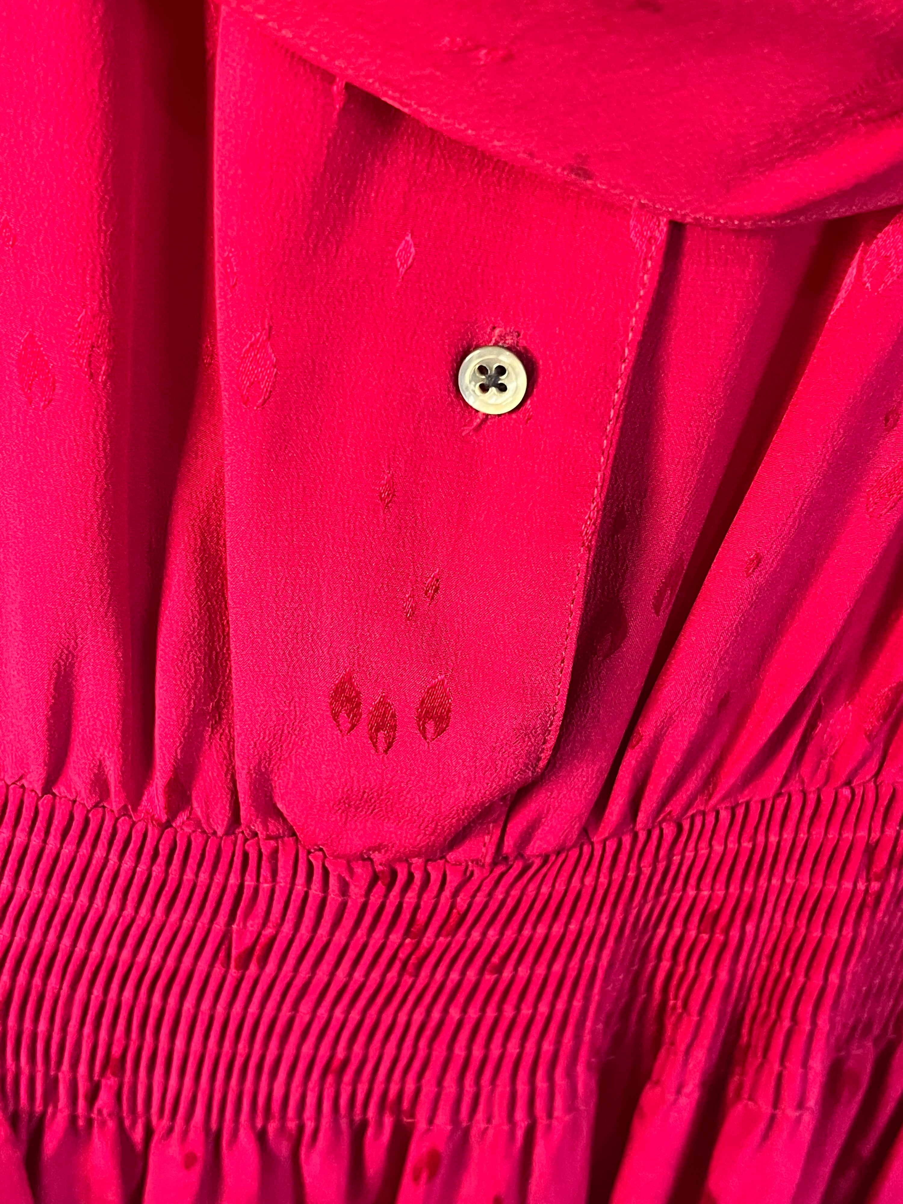 Vintage Nicole Miller Silk Lace Trim Dress in Fuschia (1X)