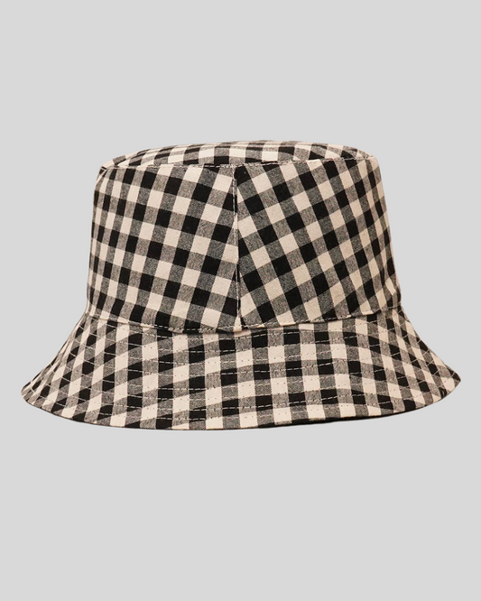 Gingham Reversible Bucket Hat: BLK / One Size