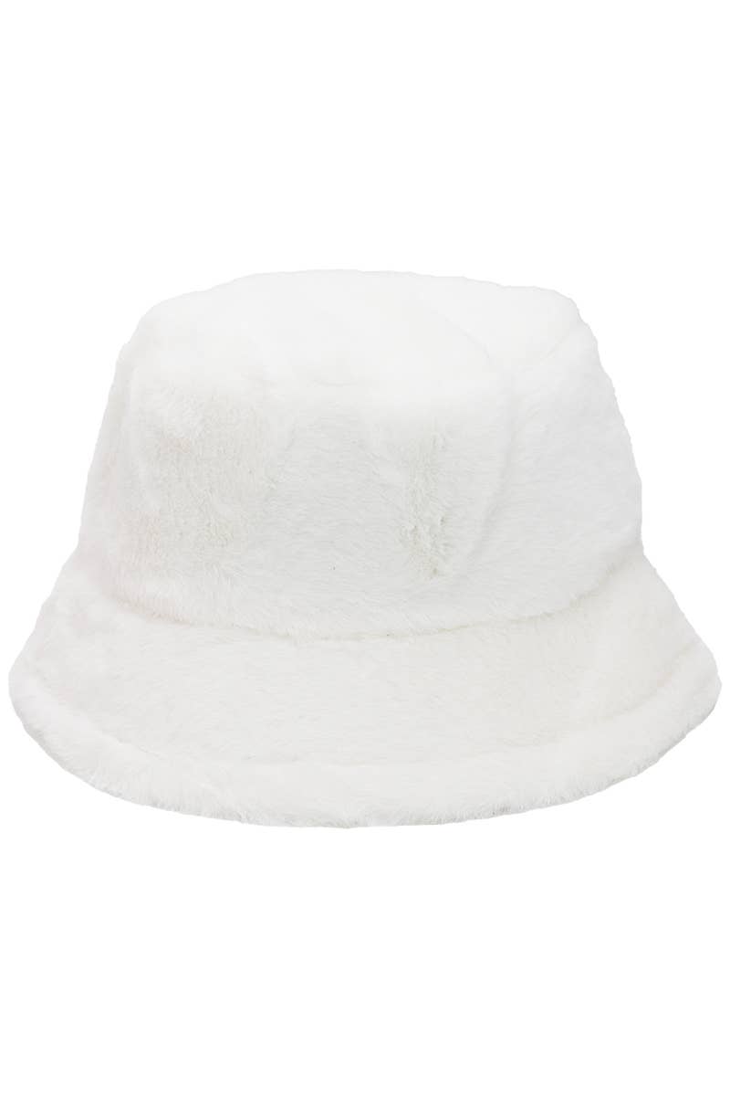 Cap Zone - Oversized Fluffy Faux Fur Bucket Hat