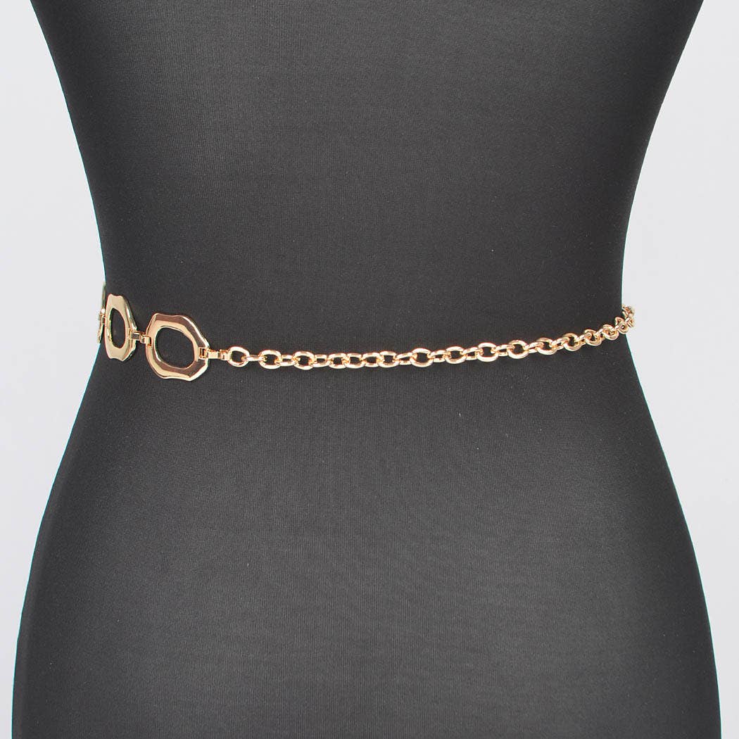 Hammered Plus Size Chain Belt: Silver