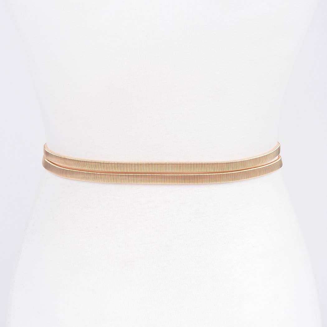 Hammered Metal Buckle Plus Size Stretch Belt: SL