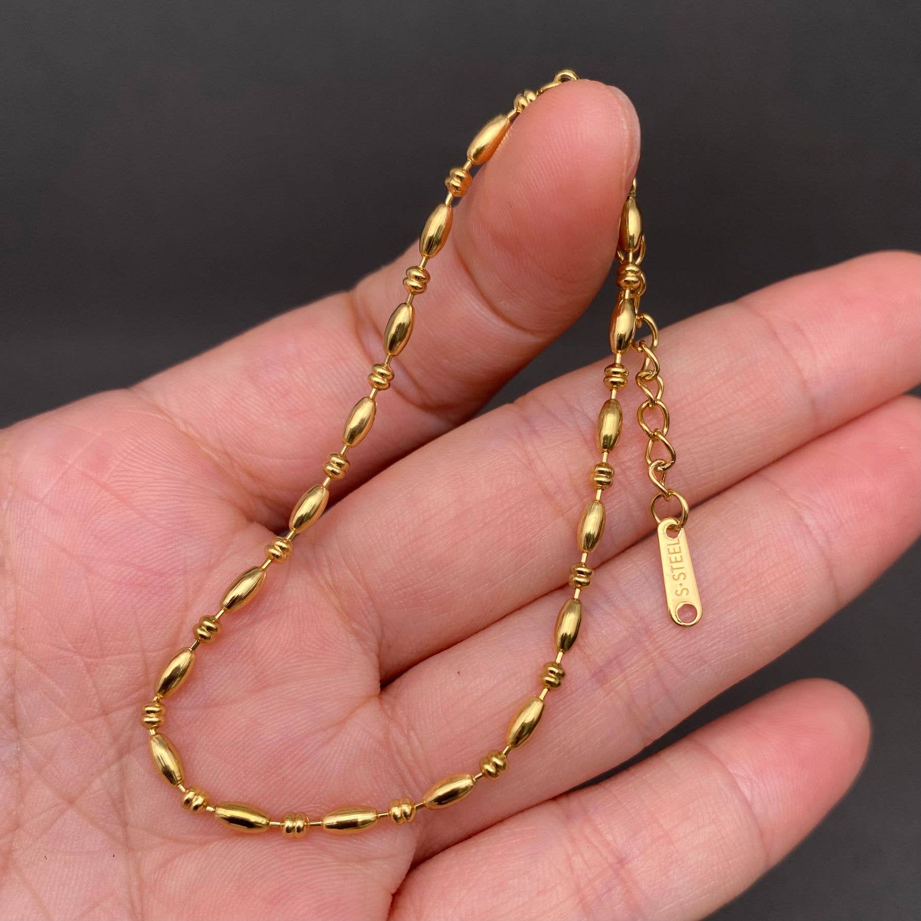 Glossy 18K Gold Plated Stainless Steel chain  Bracelet - FGS