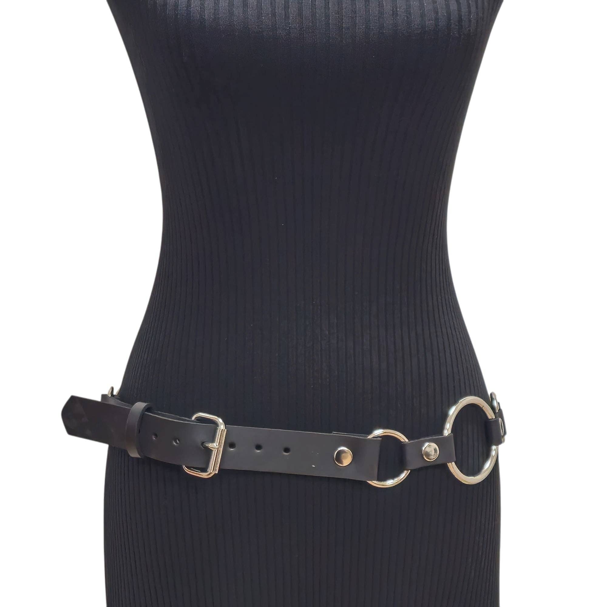 Genuine Leather Silver Ring Belt 42.5-47 Waist