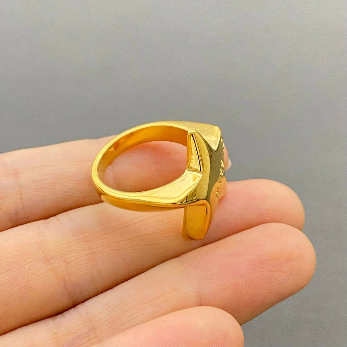 BLESSING Star 18K Gold Plated Stainless Steel Ring - FGS/MS: Steel color / 8