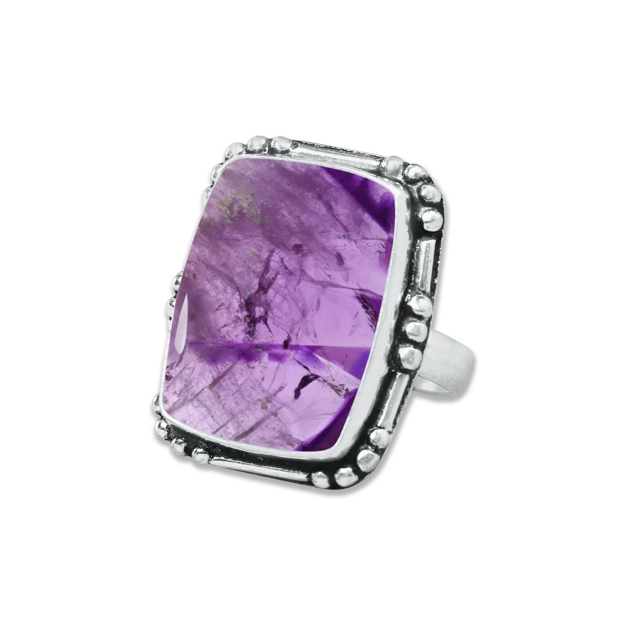 Star Amethyst Rings for Women – Silver-Plated, Handmade, Deep Purple (US Sizes 6–10, Non-Adjustable): 10 Rings