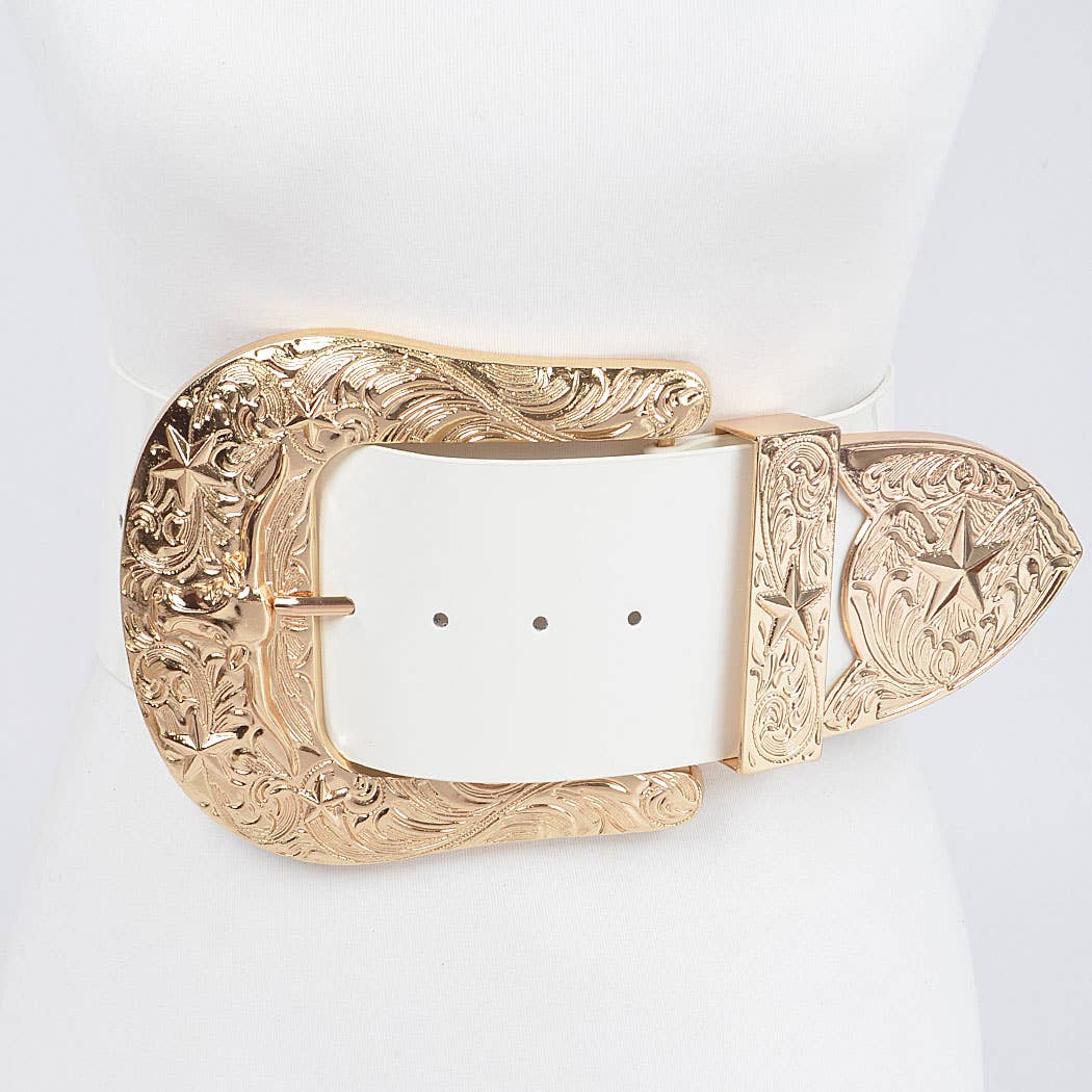 Oversized Multi Metal Plus Size Waist Enamel Belt: Orange Gold