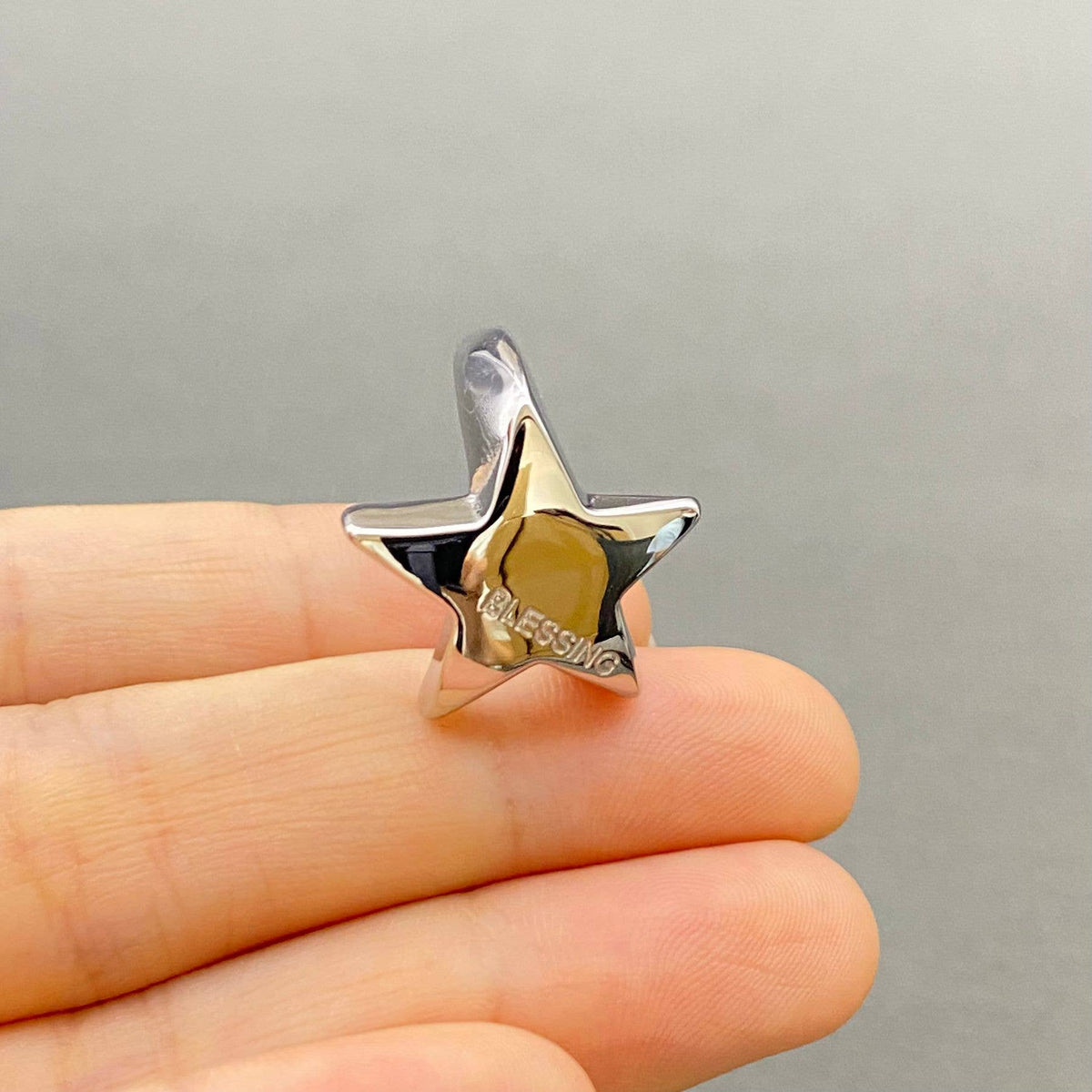 BLESSING Star 18K Gold Plated Stainless Steel Ring - FGS/MS: Steel color / 8