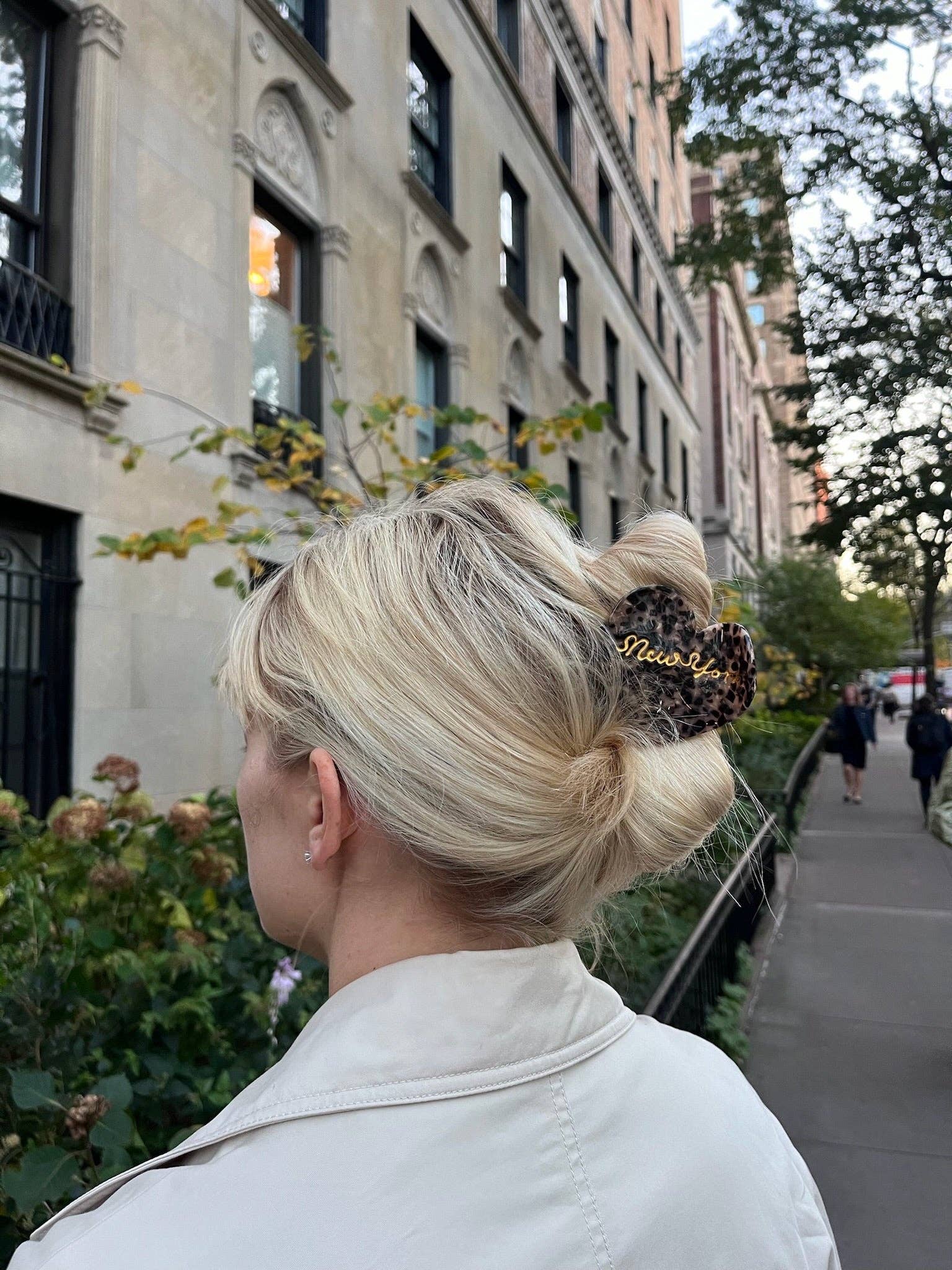 Hand Painted New York Heart Acetate Claw Hair Clip | Leopard