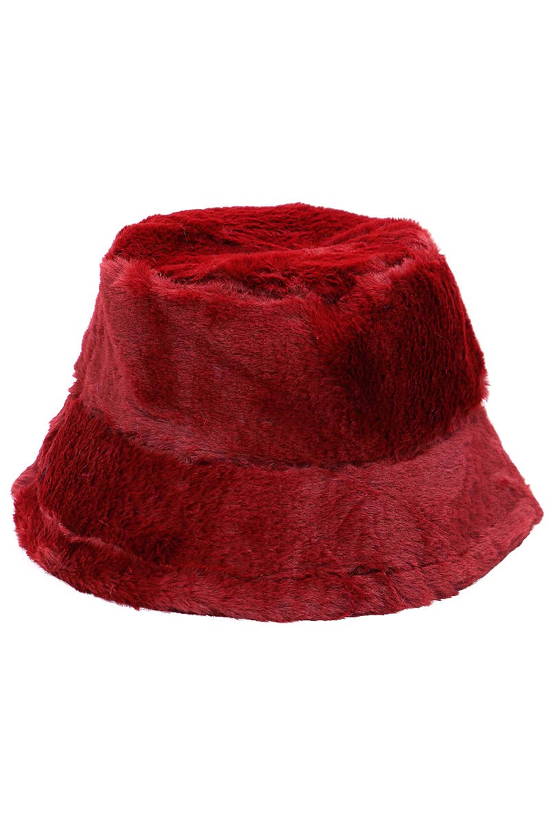 Cap Zone - Oversized Fluffy Faux Fur Bucket Hat