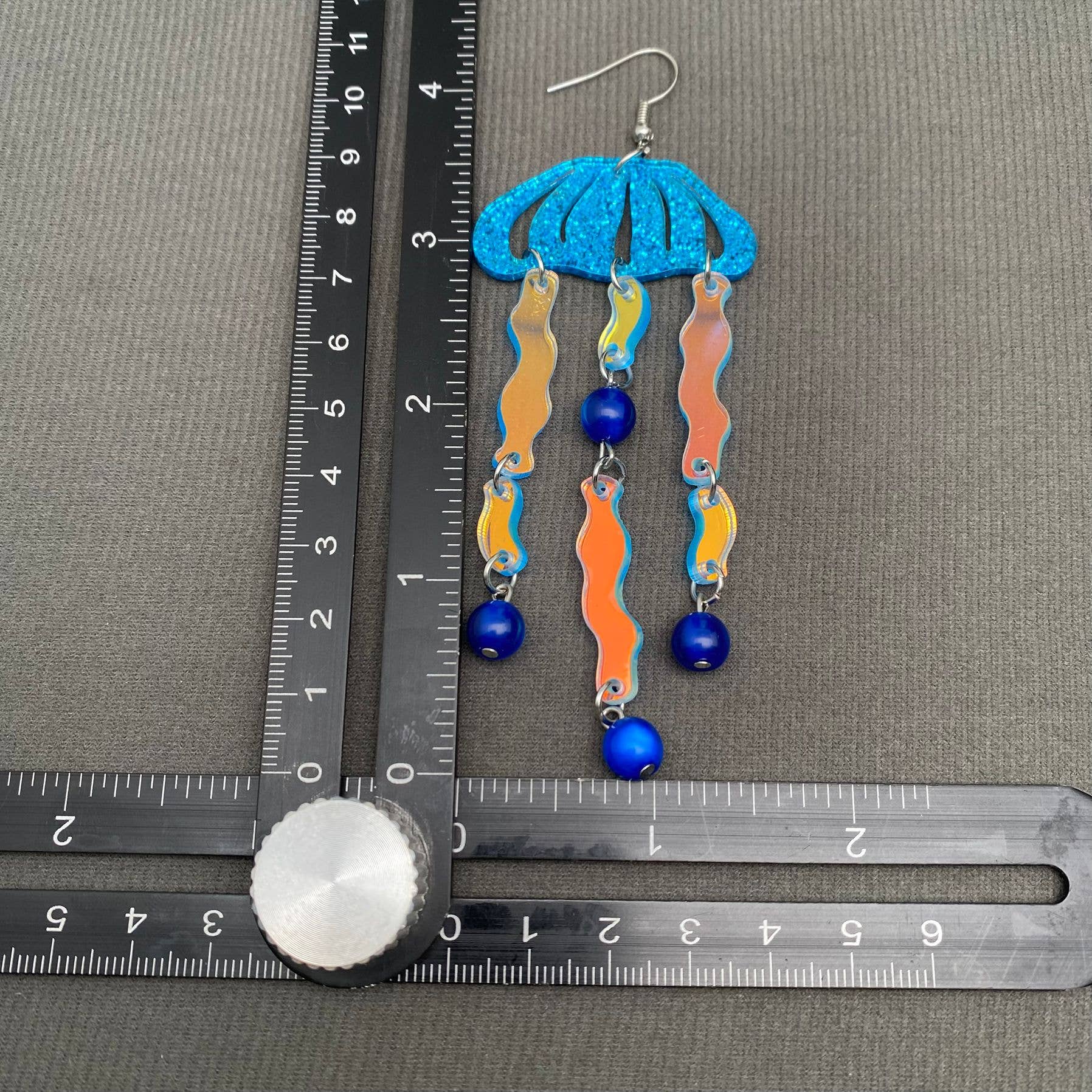 Acrylic Blue Jellyfish Dangle Earrings - YK
