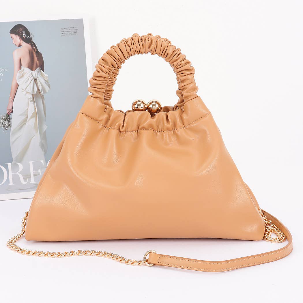 Faux Leather Lprd Metal Frame Bag: LEO