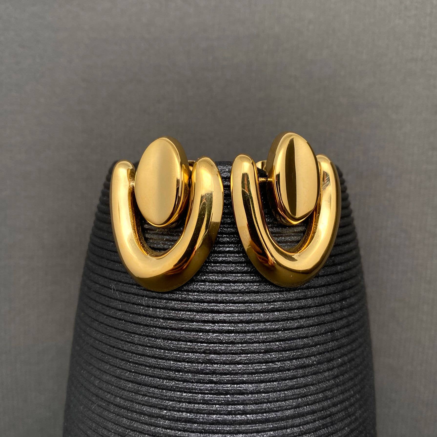 Glossy Geometry 18K Golden Stainless Steel Earrings - FGS