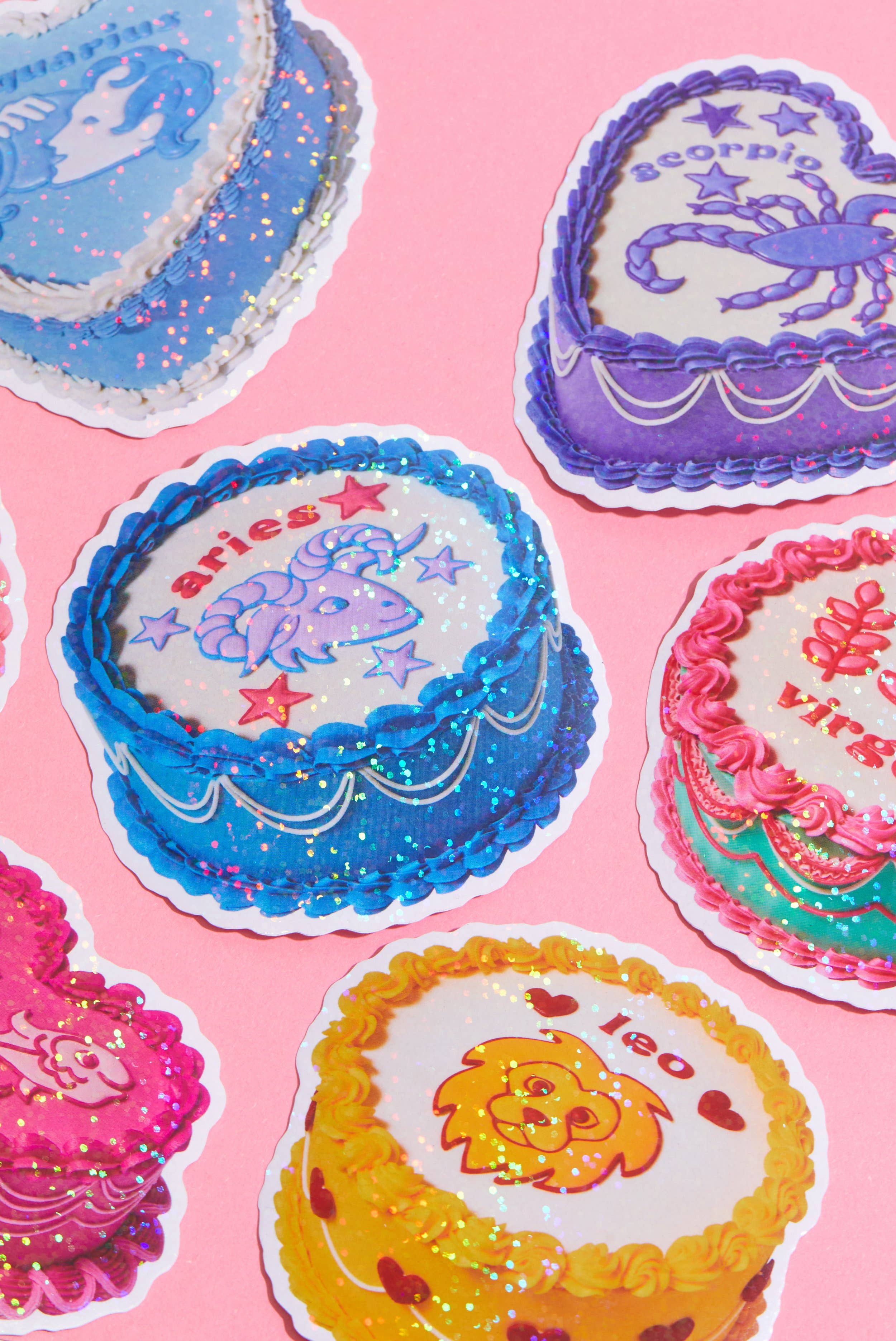 Aquarius Glitter Horoscope Cake Sticker
