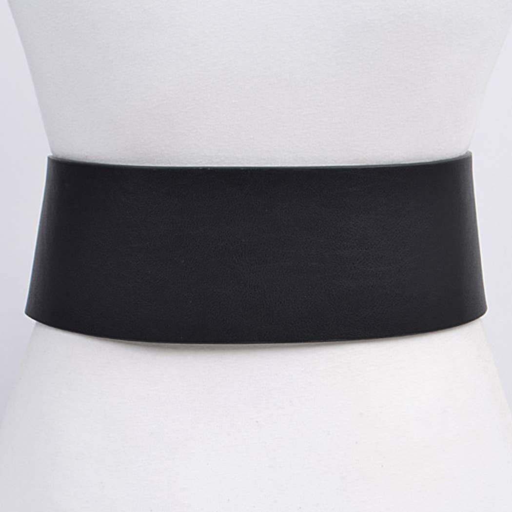Oversized Buckle Plus Size Belt: Black Silver