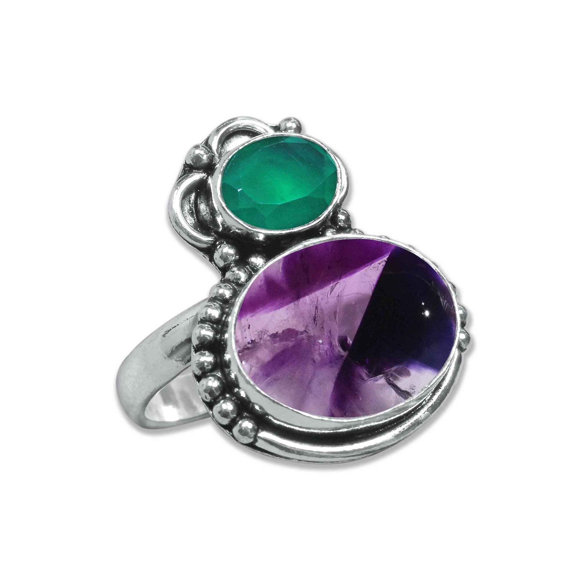 Multi-Stone Rings – Silver-Plated, Handmade, Boho Gemstone Combinations (US Sizes 6–10, Non-Adjustable) | Wholesale: 10 Rings