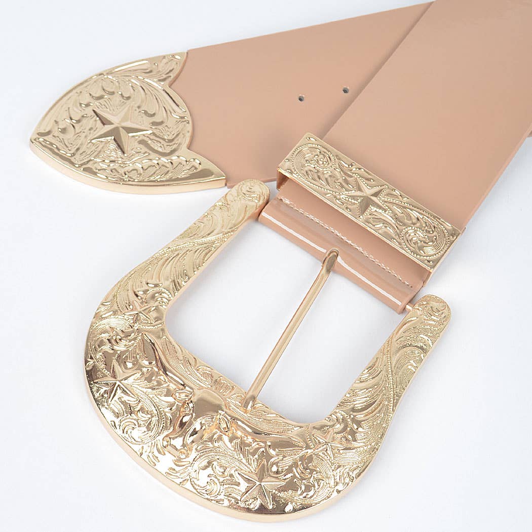 Oversized Multi Metal Plus Size Waist Enamel Belt: Orange Gold