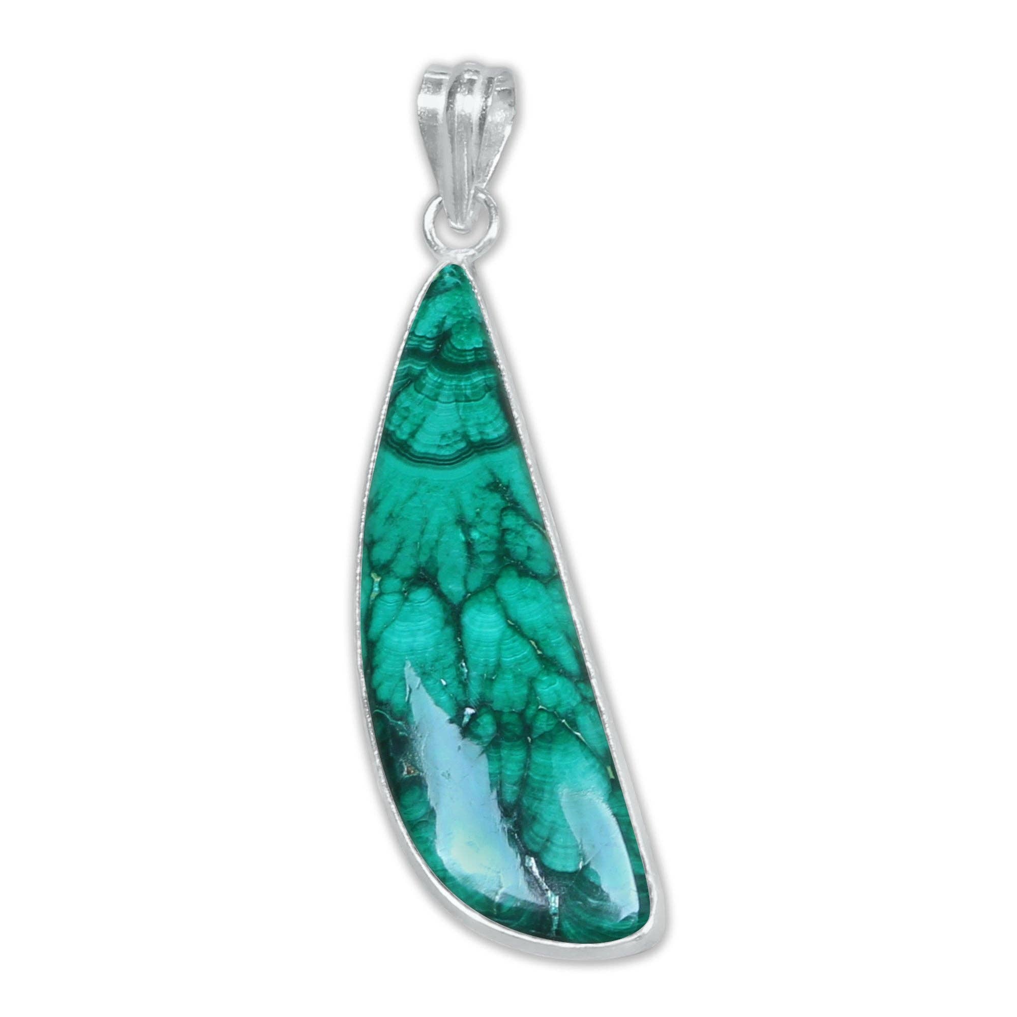 Malachite Minimalist Pendants – Silver-Plated, Handmade, Rich Green | Wholesale: 5 Pendants