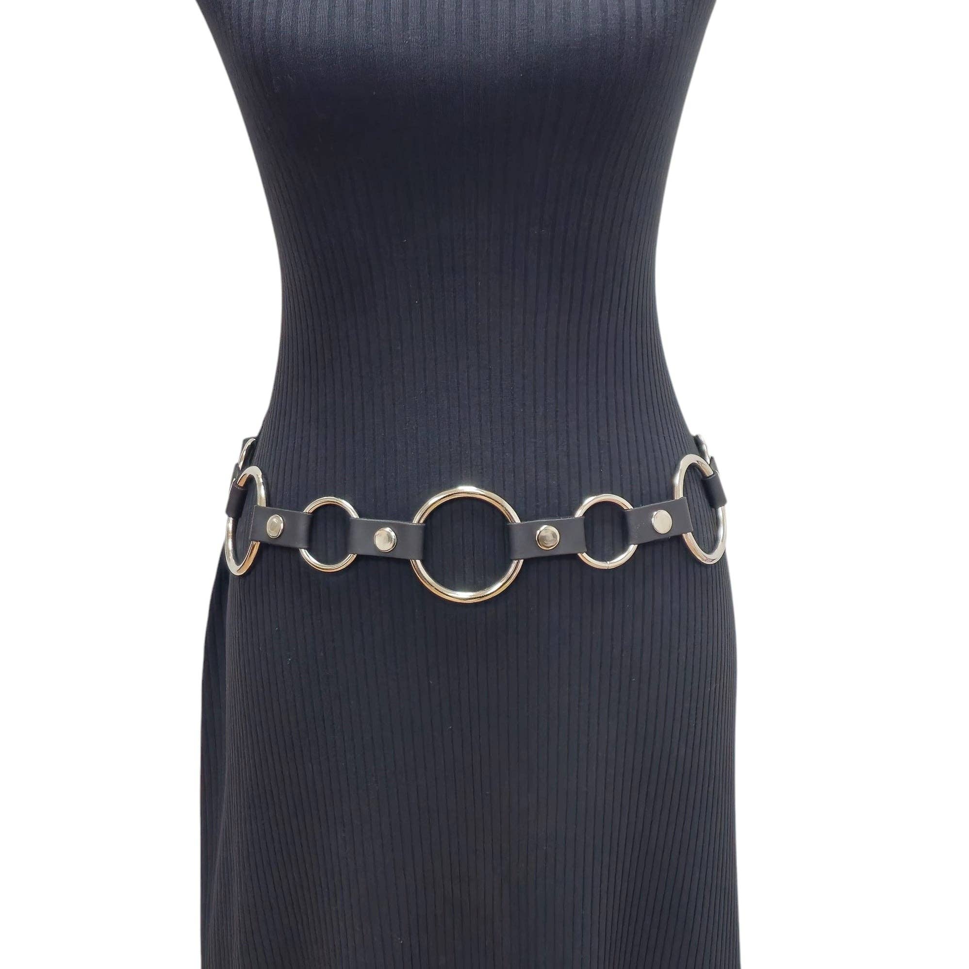 Genuine Leather Silver Ring Belt 42.5-47 Waist