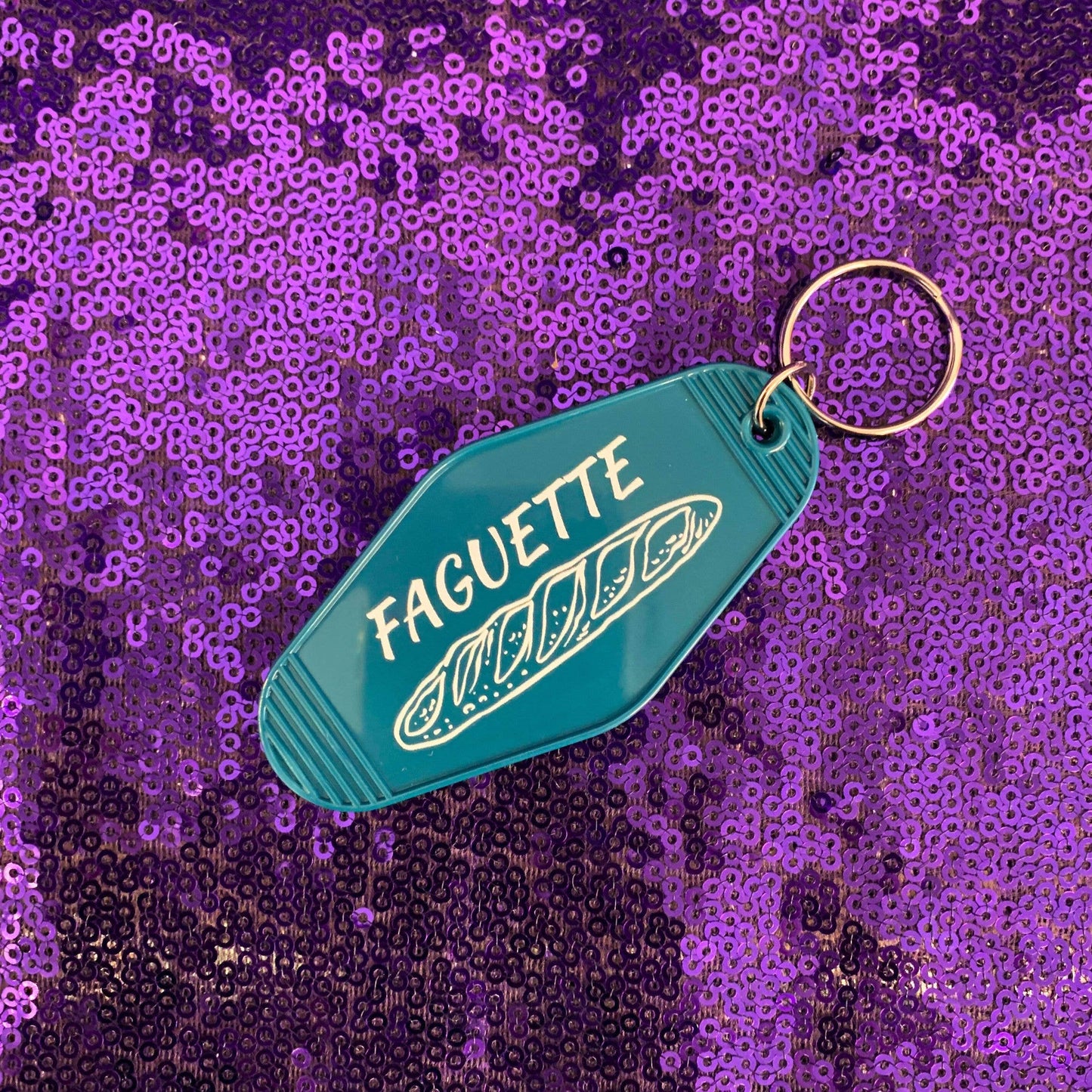 GetBullish - Faguette Gay Pride Motel Keychain with Baguette Bread Motif