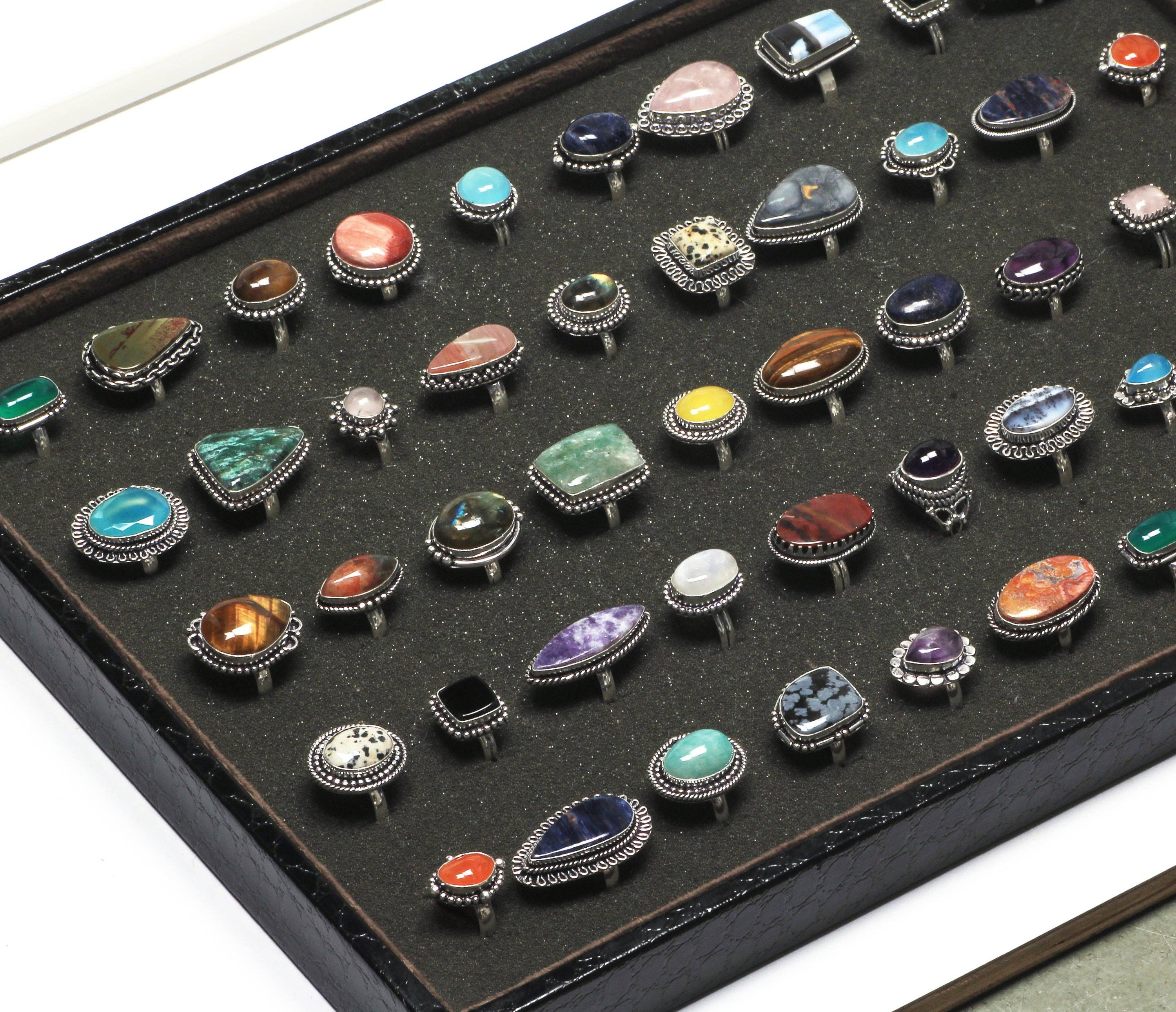 Crystal Rings for Women - Silver Plated, Mixed Sizes, Boho Designs: Gold / 20 Rings / Assorted US 6-10