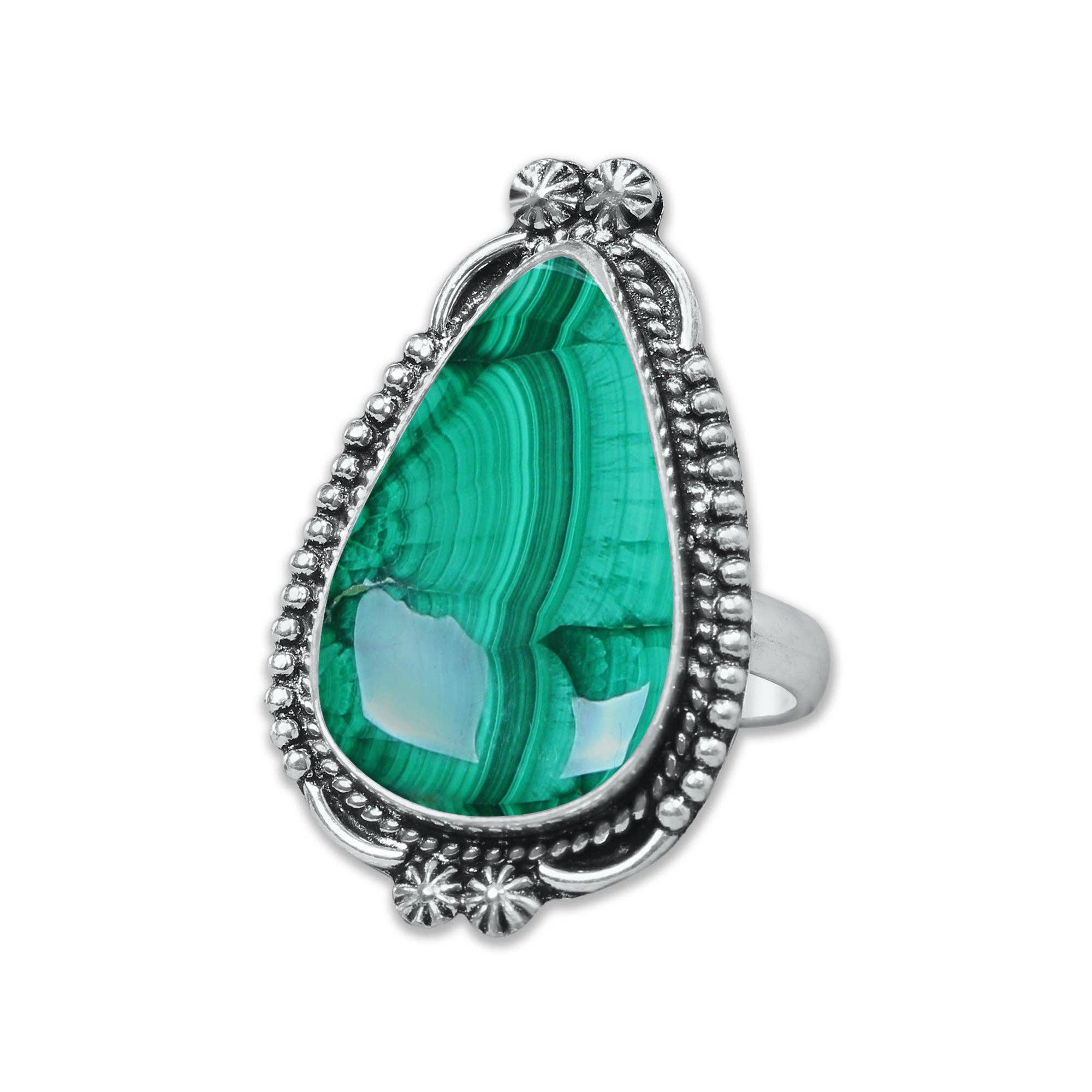 Malachite Rings – Silver-Plated, Handmade, Bold Green (US Sizes 6–10, Non-Adjustable) | Wholesale: 5 Rings