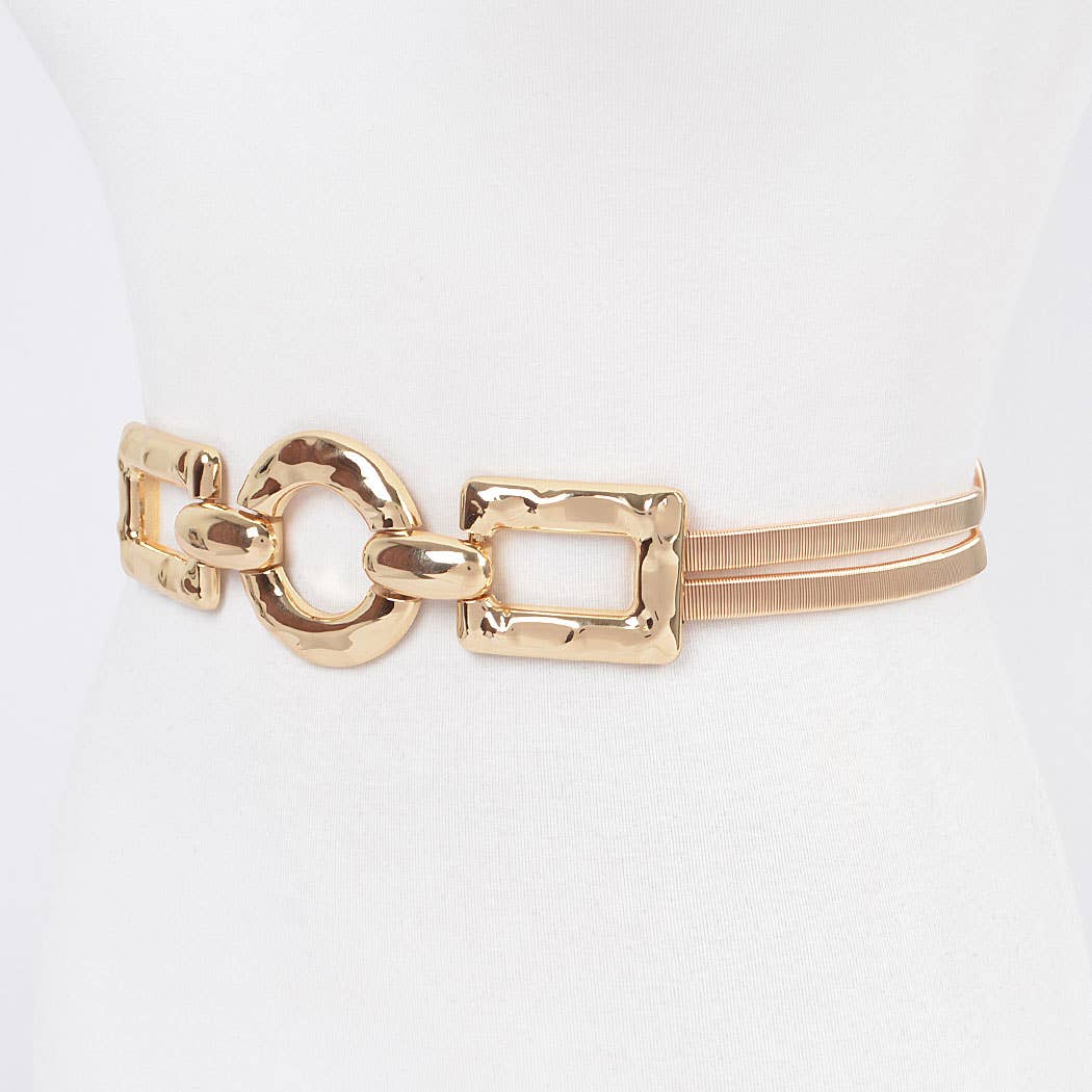 Hammered Metal Buckle Plus Size Stretch Belt: SL