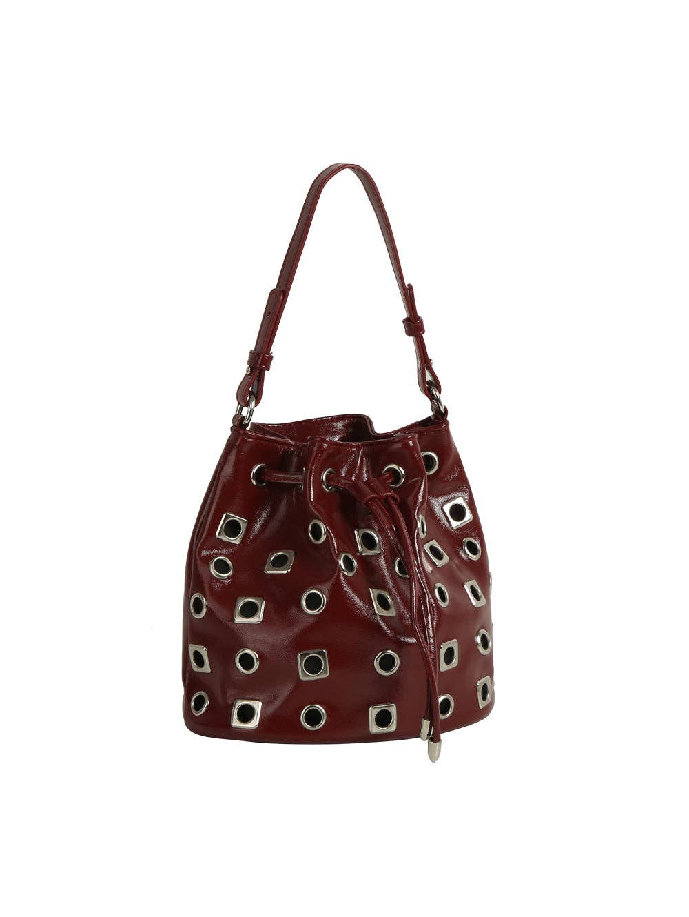 Studded Edge Bucket Bag: Red