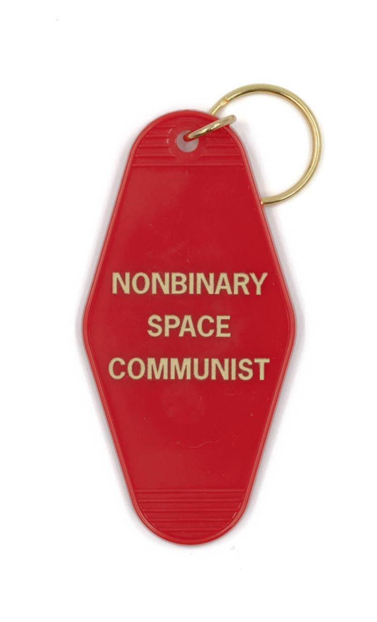 GetBullish - Nonbinary Space Communist Motel Style Keychain in Red & Gold