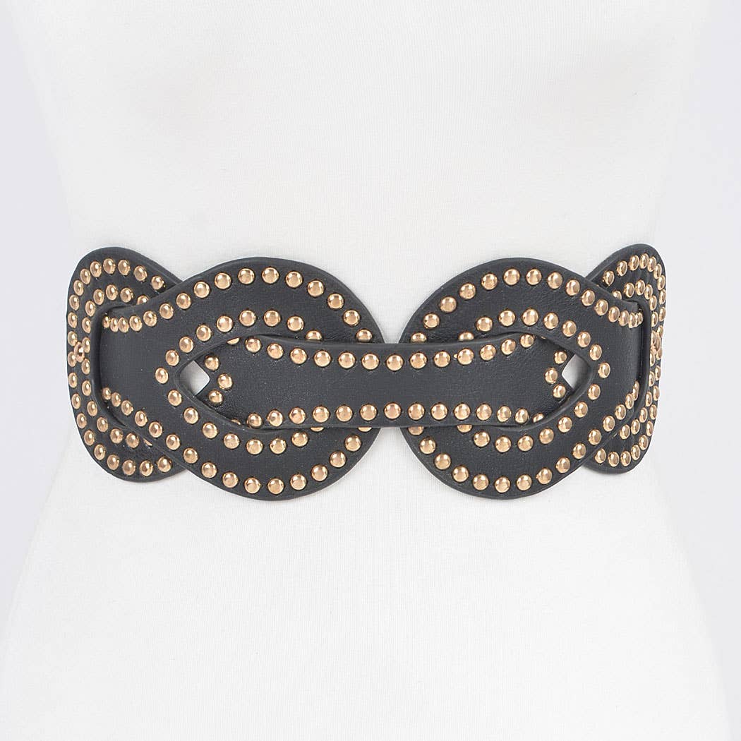 Faux Leather Metal Studded Plus Size Elastic Belt
HB8657: BKSL