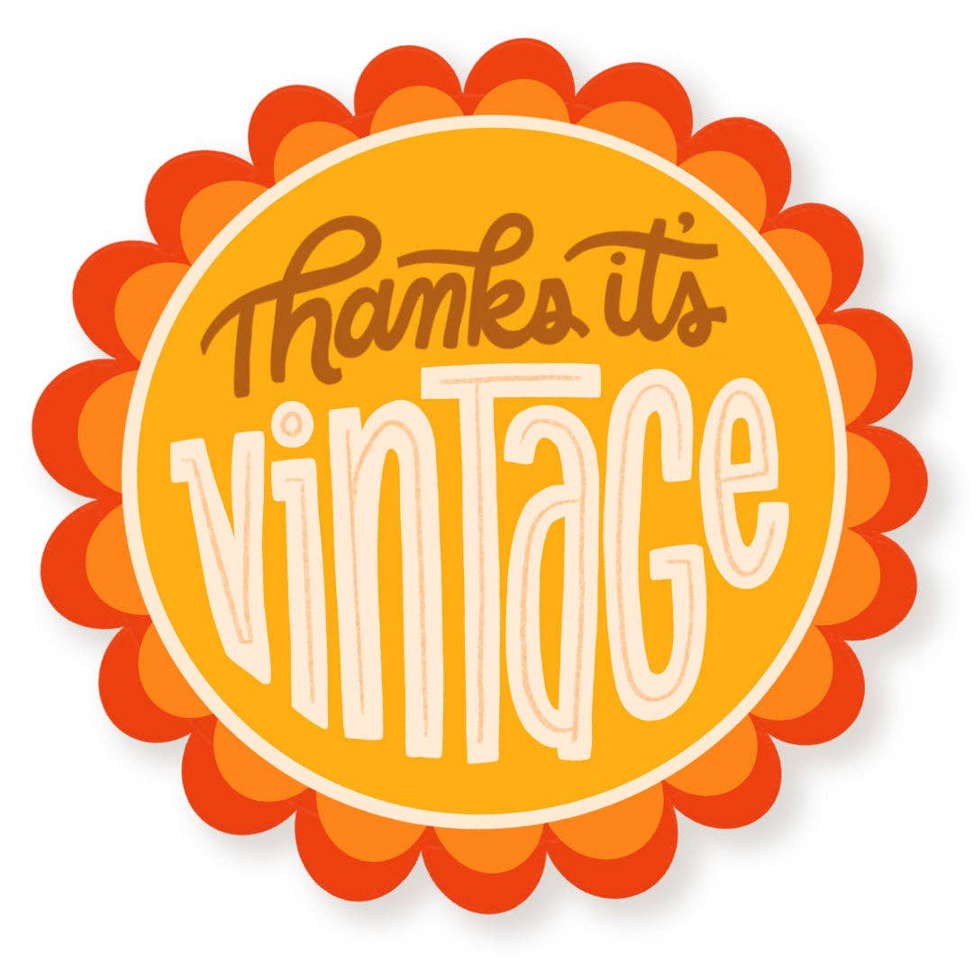 Thanks It's Vintage Groovy Vinyl Sticker
