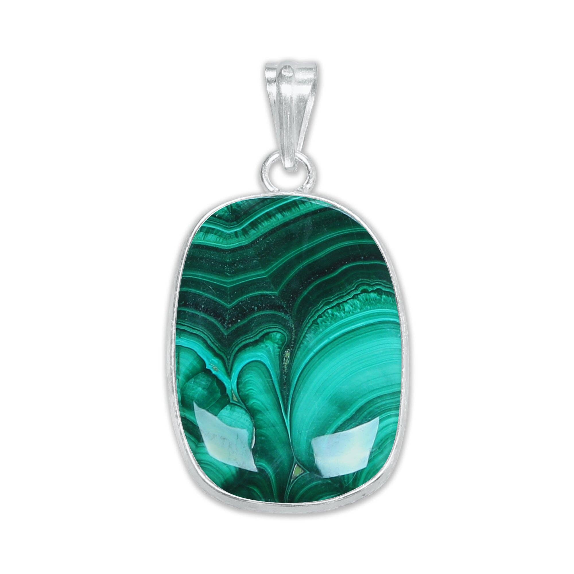 Malachite Minimalist Pendants – Silver-Plated, Handmade, Rich Green | Wholesale: 5 Pendants