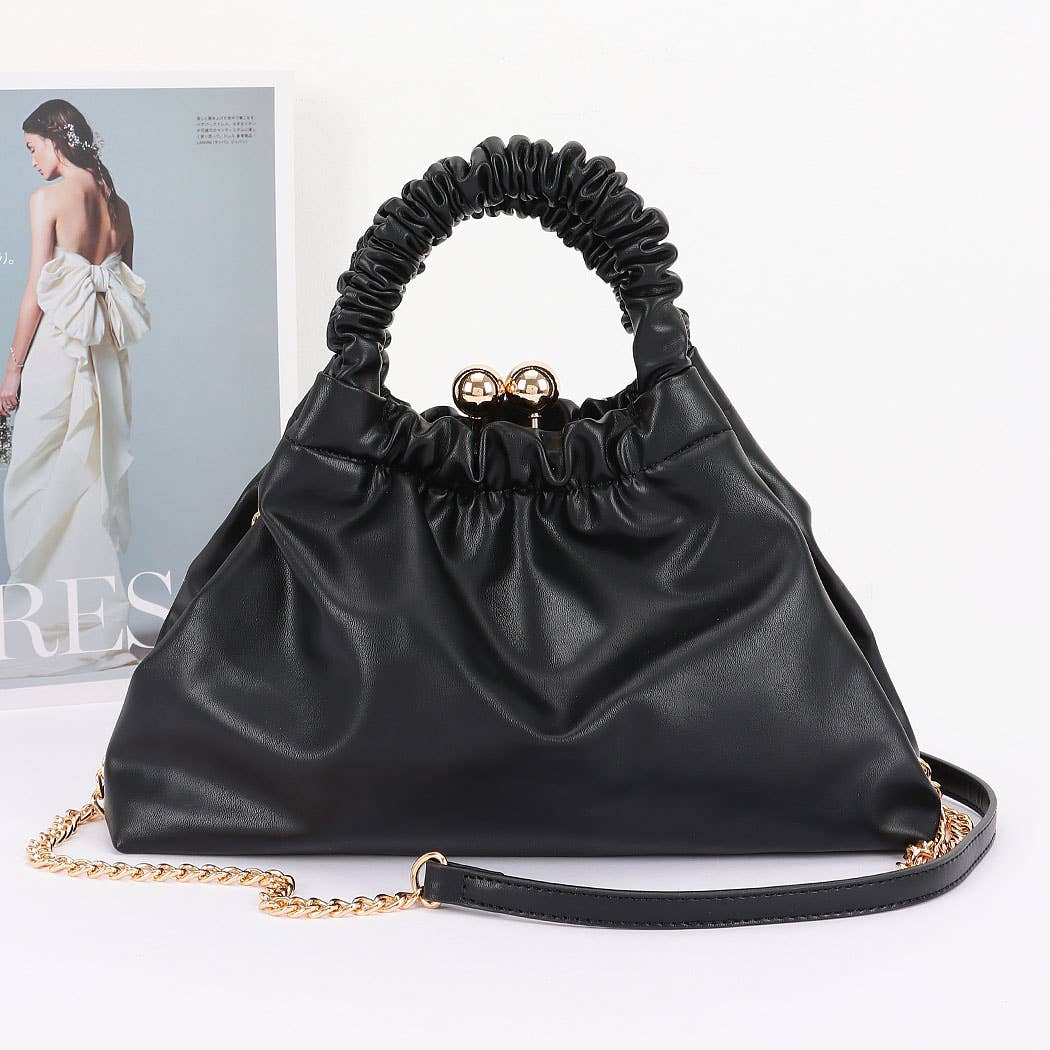Faux Leather Lprd Metal Frame Bag: LEO