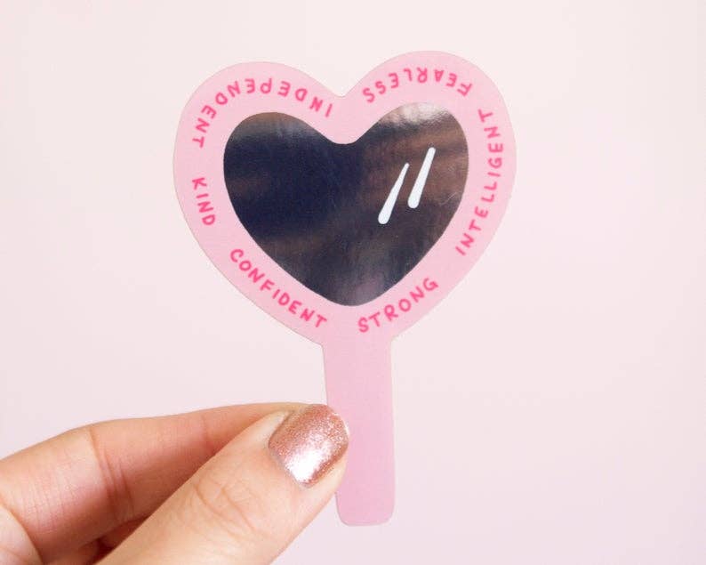 Positive Affirmations Vinyl Sticker- Cute Pink Heart