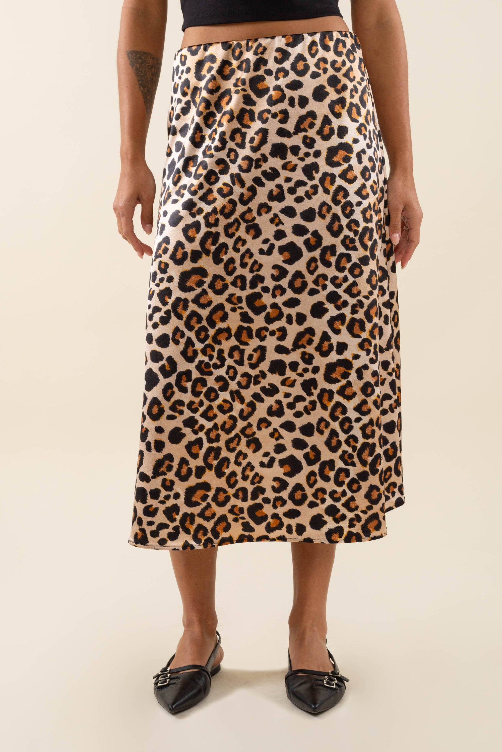 NLT Daphne Leopard Satin Midi Skirt 1XL