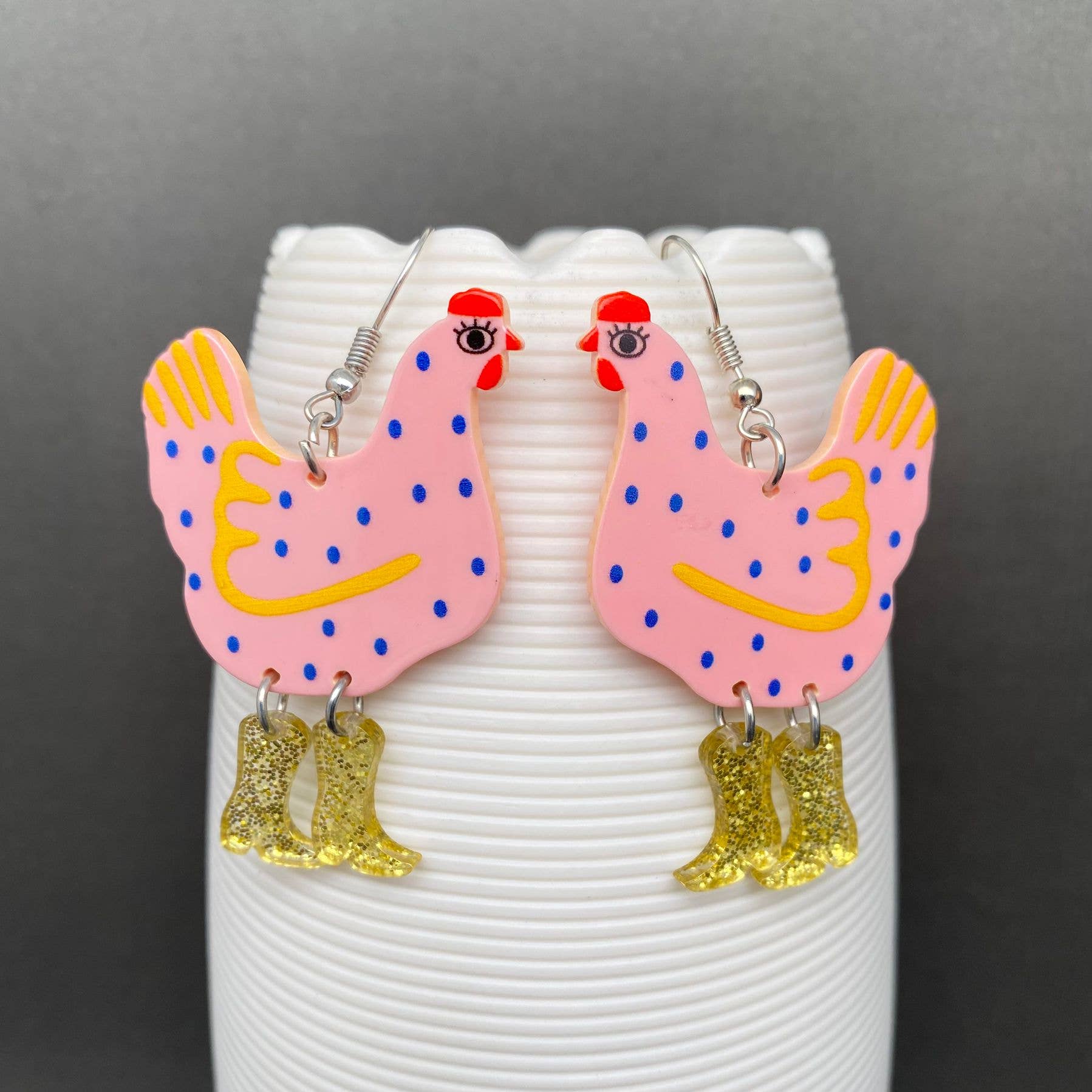 Acrylic Cock Dangle Earrings - YK: Green